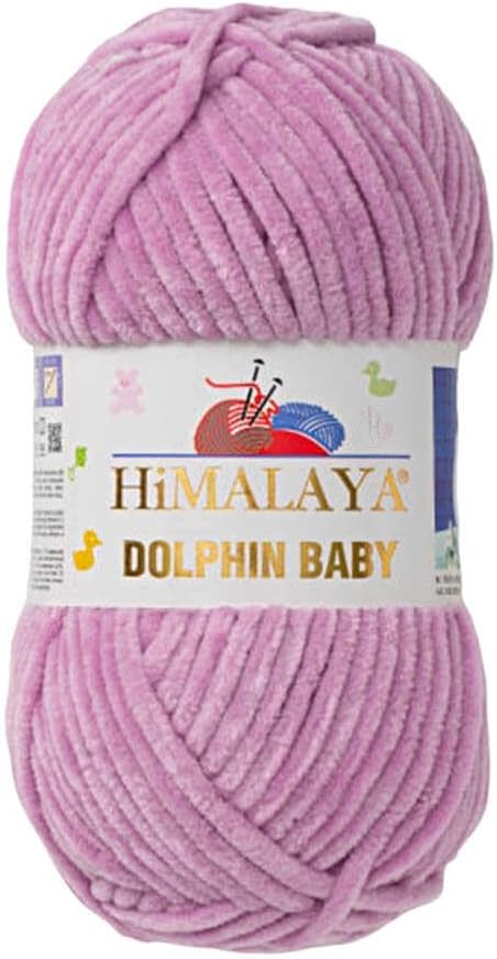 5 Skein/Pack Himalaya Dolphin Baby Chenille Yarn, Each Ball 100 gr (3.5 oz), 120 m (132 Yards), 100% Polyester, Super Bulky Baby Blanket Velvet Amigurumi Yarn, 80334 - Violet