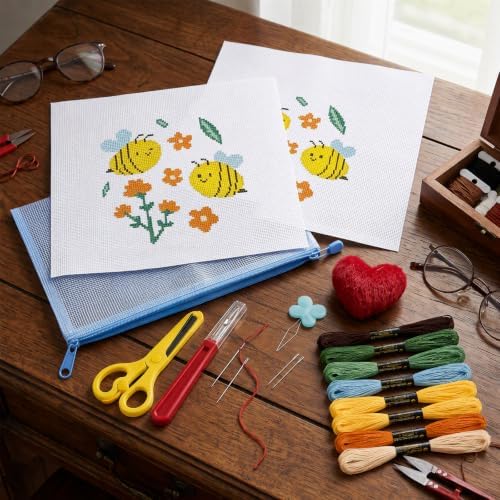 Ansberta 17Pcs Bee 18 Mesh Needlepoint Canvas Kit for Beginners Adults - Image 6