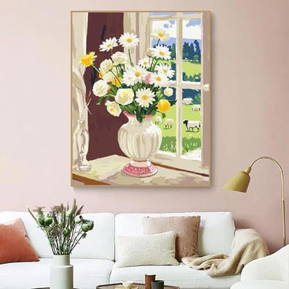 ZRIZQ Paint by Numbers Kit for Adults Beginners,Floral DIY Painting Set,Relaxing Creative Craft Activity,16x20 Inch-Flowers 6 - Image 3