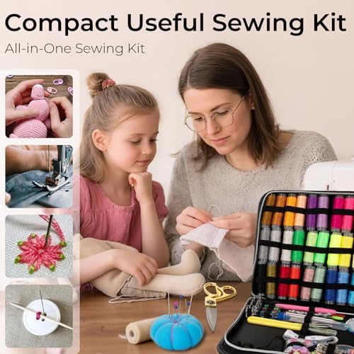 Sewing Kit for Adults, Upgraded Beginner Sewing Kit with 230pcs Sewing Accessories, Hand Needle and Thread Kit with Buttons, Portable Travel Sewing Kit for Home, Emergency, Sewing Machine, Gifting - Image 2