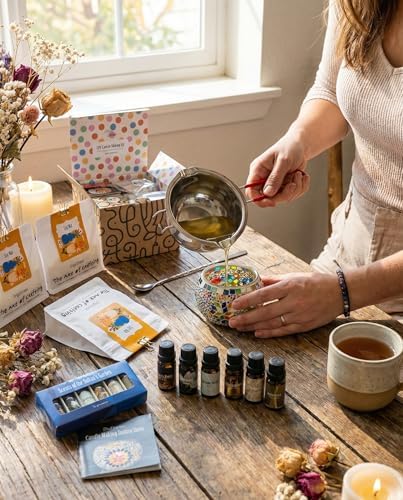 KRAFTSTORIES Candle Making Kit for Adults – DIY Candle Making Set with Natural Soy Wax, Wicks, Essential Oils, Dried Flowers & 4 Turkish Mosaic Glass Jars – Handmade Arts & Crafts Complete Gift (4) - Image 2