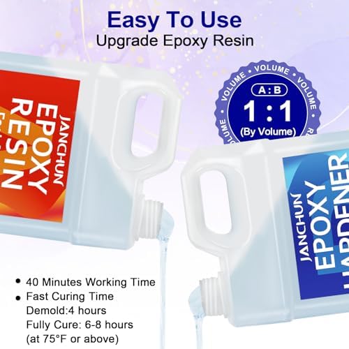 JANCHUN Epoxy Resin Kit 2 Gallon, Crystal Clear Bubble Free Resin with Pumps - Image 6