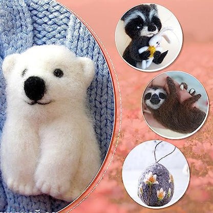 Wonvoc Needle Felting Wool 2.82 OZ, 8 Colors Wool Roving, Winter Dunes - Image 6