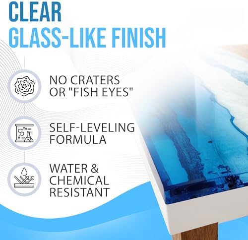 Epoxy Resin 16 oz Kit | 1:1 Crystal Clear Resin and Hardener for Super Gloss Coating | For Bars, Tabletop, Art, Jewelry, Casting Molds | Safe for Use on Wood, Metal, Stone, Plastic, Marine Sealer - Image 5