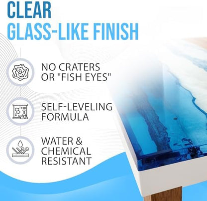 Epoxy Resin 16 oz Kit | 1:1 Crystal Clear Resin and Hardener for Super Gloss Coating | For Bars, Tabletop, Art, Jewelry, Casting Molds | Safe for Use on Wood, Metal, Stone, Plastic, Marine Sealer - Image 5
