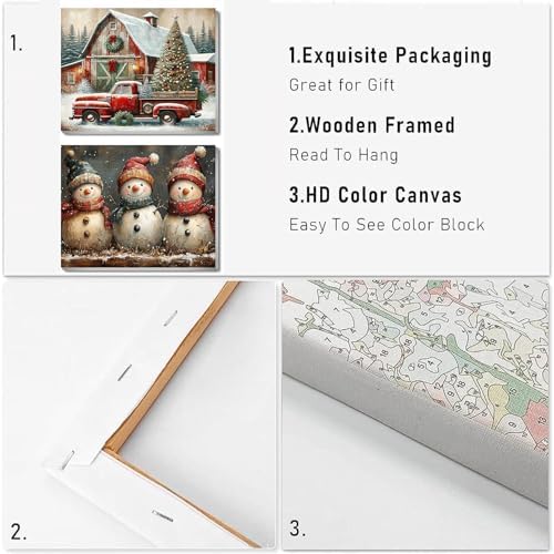 VIGEGU 2 Pack Christmas Paint by Numbers Kit for Adults with Framed - Image 2