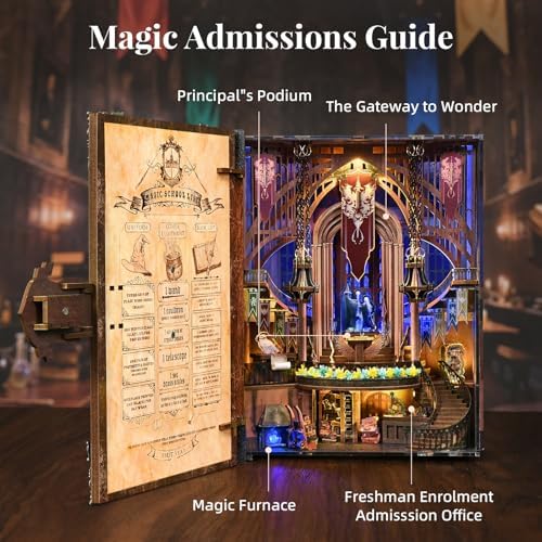 MiniCity Magic Admissions Book Nook Kit, DIY 3D Wooden Puzzle with LED - Image 7