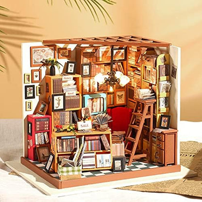 RoWood DIY Miniature Dollhouse Kit, 1:24 Scale Tiny House Building Kits - Sam's Study - Image 3