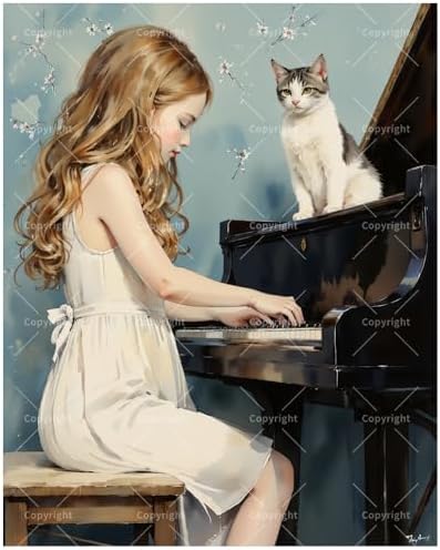 TAOPAOLAB Musical Melody Paint by Numbers Kit for Adults - DIY Girl Playing Piano with Cat Painting on Canvas 16x20 Inches, Acrylic Paint Set, Suitable for Beginners, for Home Decoration or Gifts by Unknown