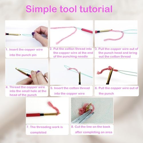 57lilina 6pcs Coaster Punch Needle Kit for Beginners & Adults, Animal Cat - Image 5