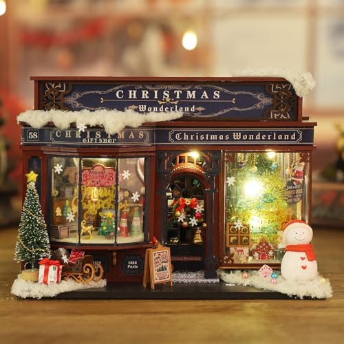 fifijoy Christmas Miniature Dollhouse Kit, DIY Dollhouse Miniature House Kit for Adults, Tiny House Kits Mini Model Building Sets with Music (Christmas Wonderland) - Image 2