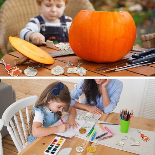 RattanView 24 Pcs Fall Craft Keychains DIY Keychain, 12 Styles - Image 6
