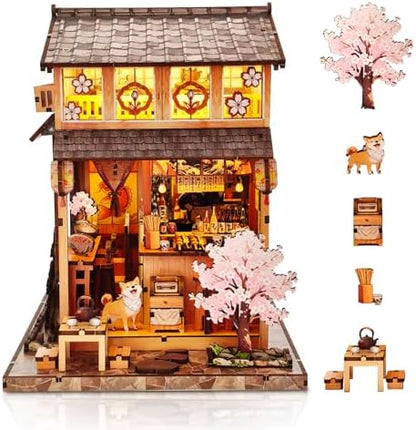 DIY Book Nook Kit, 3D Wooden Puzzle Miniature House Kit Adult, Japan Sakura by MakingLifeFunforCool