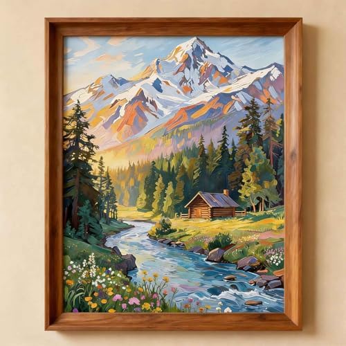 Amphol Paint by Number Kit for Adults Beginners - 16x20 Inch DIY Mountain Morn Paint by Numbers, Unframed Landscape Oil Painting Kit for Home Wall Decor, Stress Relief with Acrylic Paint Set - Image 3