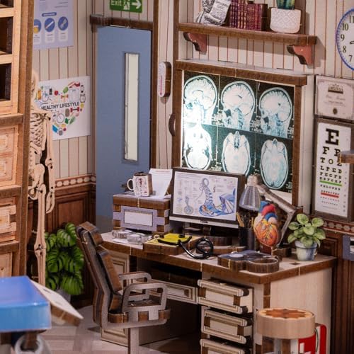 fifijoy Book Nook Kit - DIY Scene Miniature Kit, 3D Puzzle Miniature Dollhouse Booknook Kit, Bookshelf Insert Shelf Gifts for Book Lovers (Doctor's Office) - Image 5