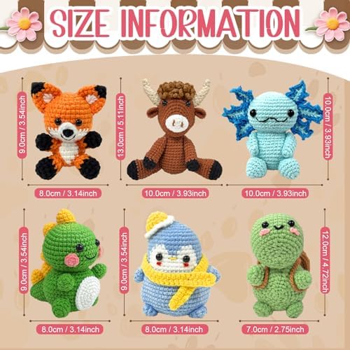 6PCS Crochet Kit for Beginners with Video Tutorial DIY Crochet Animals - Image 2