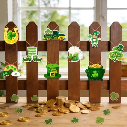 80PCS Wooden St. Patrick's Day Ornaments to Paint Shamrock Cutout Decorations,10 Styles DIY Blank Unfinished Wood Shamrock Cutouts Ornament for Tree Home Crafts Hanging, Hat Beer Gifts Indoor Spring - Image 6