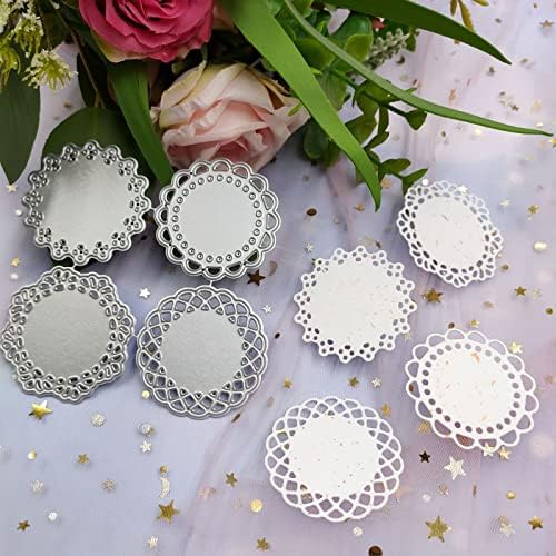 Metal Die Cuts Set 4 Different Patterns Lace Flower Border Cutting Dies for Scrapbooking Photo Album DIY Craft Die for Card Making (Round Lace Flower Border) by ZbFwmx