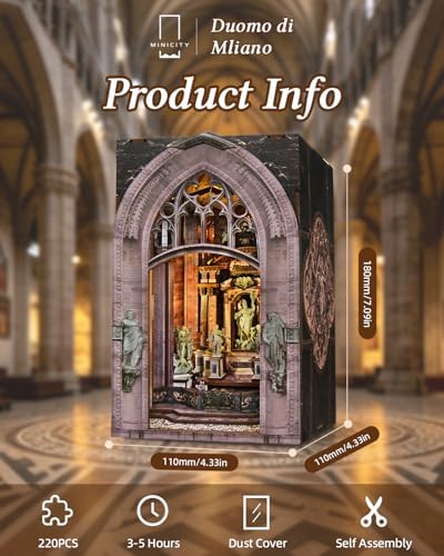 MiniCity Duomo di Milano Book Nook Kit, Architectural Miniature with LED - Image 2