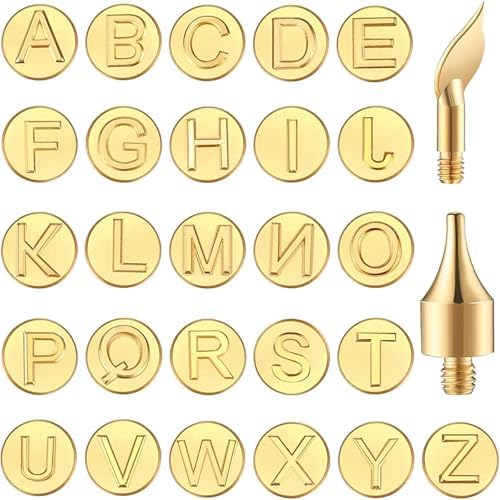 28/56 Pcs Wood Burning Tip Copper Letters Wood Burning Tool Wood Burning Alphabet Template Branding and Personalization Tool by Unknown