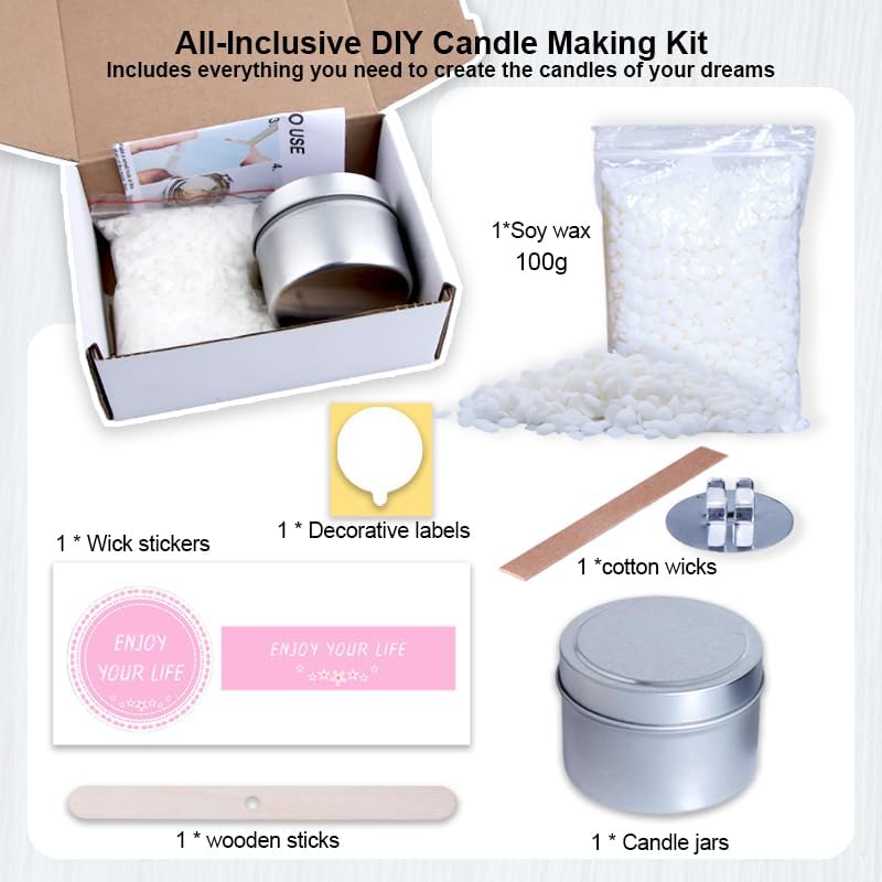 DIY Candle Making Supplies for Adults and Beginners, Including Soybean Wax, Exquisite Stickers, Candle Jars, Wicks, and Homemade Candle jar Sets with Essential Oils. - Image 4
