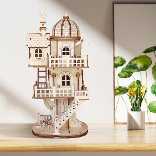 3D Wooden Puzzle for Adults, DIY Creative Circular Treehouse Model Kit - Image 5