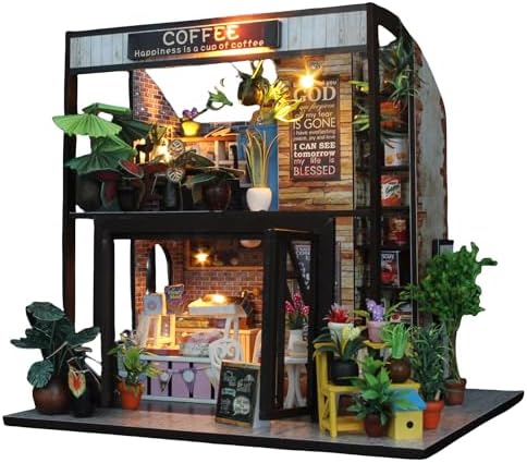 Flever Dollhouse Miniature DIY House Kit Creative Room with Furniture for Romantic Valentine's Gift(Time of Coffee) by Flever