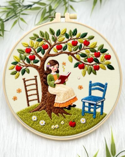ERKOON Embroidery Kit for Beginners Adult, Cross Stitch Set Include Embroidery Cloth Hoop Threads for Craft Lover Hand Stitch with Embroidery Skill Techniques (Apple Tree) - Image 3
