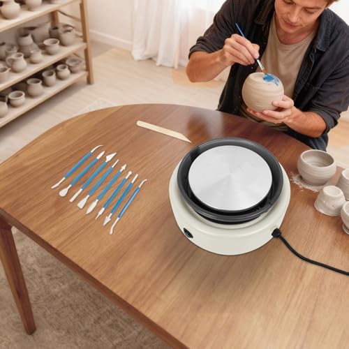 GONGDUN Mini Pottery Wheel Machine for Beginners Adults & Kids Adjustable Speed Electric Pottery Wheel with Foot Pedal Complete Clay Craft Kit DIY Projects for Home & Classroom (White) - Image 5