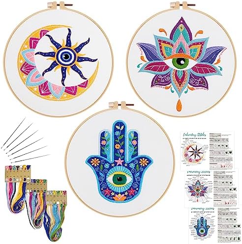 Louise Maelys 3 Pack Tarot Evil Eye Embroidery Kit for Beginners DIY Craft by LouiseMaelys