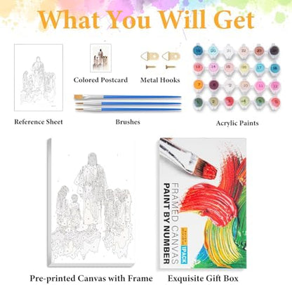Framed Paint by Numbers Kit for Adults, Jesus with Children 8x12 Inch - Image 5