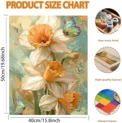 Pxzcrypha Flowers Paint by Numbers Kit for Adults-Butterfly 16x20inch - Image 2
