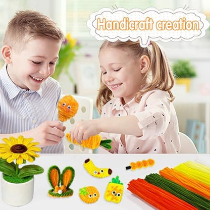 AHAMETON 620Pcs Golden Orange Pipe Cleaners Flower Kit,Chenille Stems - Image 3