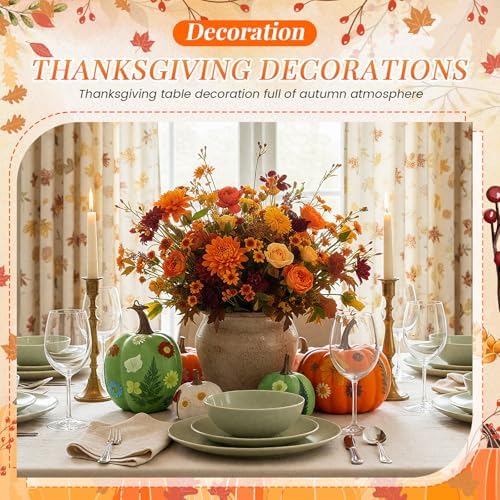 Canlierr 12 Pcs Large Craft Pumpkins & 150 Dried Flower, Orange White Green - Image 4