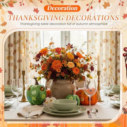 Canlierr 12 Pcs Large Craft Pumpkins & 150 Dried Flower, Orange White Green - Image 4