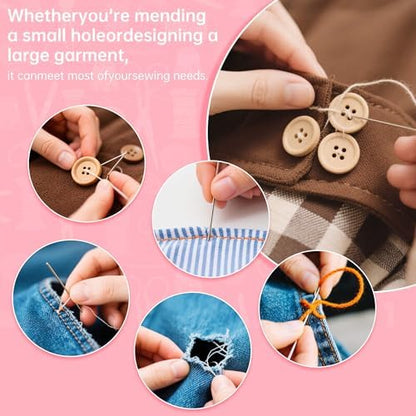 Min Sewing Kit, Travel Sewing Kit with Multi-Color Threads, Scissors, Needles, Buttons, Portable Emergency Sewing Tool Set with Storage Case, Adults Sewing Repair Kit for Craft Supplies - Image 7