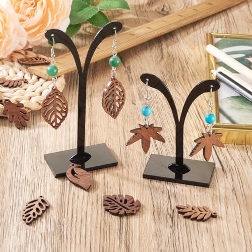 EEE ELECRELIVE 24Pcs Wooden Leaf Charms Natural Wooden Leaves Pendants Wood Earring Blanks Kit for Boho DIY Jewelry Making - Image 2