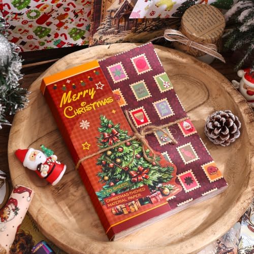 170 Sheets Vintage Christmas Scrapbook Paper, 8 Festive Themes Gingerbread Tree Snowflake Pattern Decorative Craft DIY Supplies Kit for Junk Journal Supplies, Collage, Card Making, Gift Wrapping - Image 3