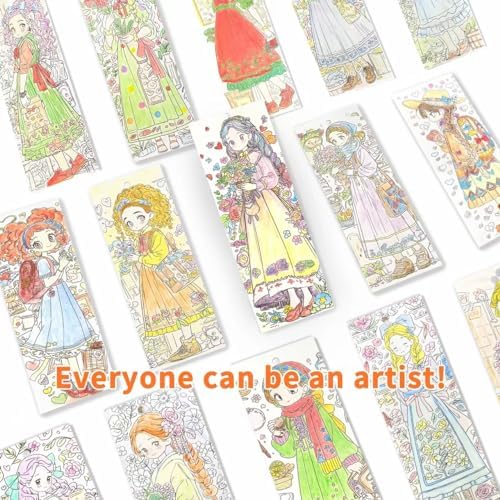 COIPLAY Watercolor Craft Kit, Paint Set, 648 Color Blocks, 52 Coloring Bookmarks, Fairytale Princess Theme, Travel Gift for Kids & Adults - Image 2