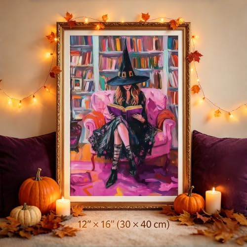 Halloween Witch Book Paint by Numbers Kit for Adults Beginners 12x16In - Image 4