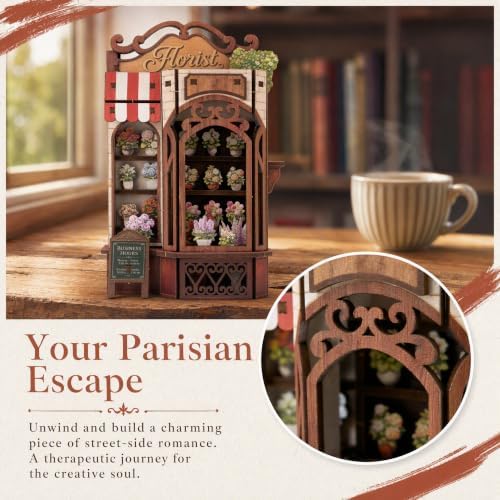DIY Book Nook Kit, Miniature Flower Shop, Wooden 3D Puzzle - Image 4
