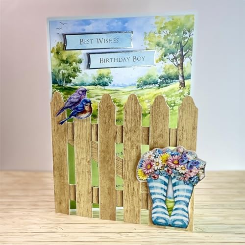 Katy Sue Pretty Petals Picket Fence Card Making Kit. Contains 8 Shaped Cards, 2 Sheets of Die Cut Decoupage, Foam Pads, 8 Envelopes & Instructions. for Card Making Supplies & Card Crafting - Image 5