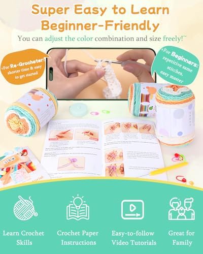 Aeelike Crochet Kit for Beginners,Knitting a Blanket with Cake Yarn - Image 4