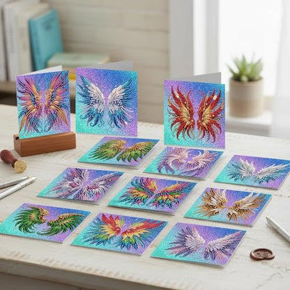 jinglinhh 12pcs Angel Wings Diamond Art Painting Greeting Cards with Envelopes, DIY Card Making Kits for Adults, Diamond Art Christmas Cards for Birthday Holiday Postcards Craft Gifts - Image 4