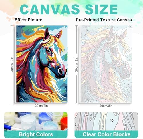 GEEHEIY Framed Paint by Numbers Kit for Adults, Colorful Horse, 8 x 12 Inch - Image 3