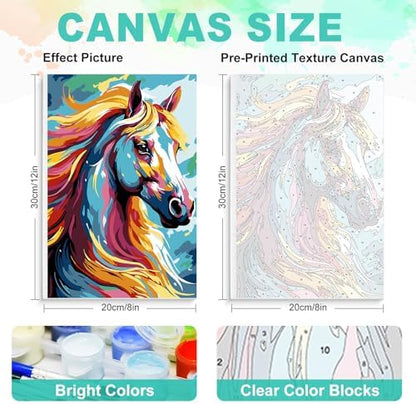 GEEHEIY Framed Paint by Numbers Kit for Adults, Colorful Horse, 8 x 12 Inch - Image 3