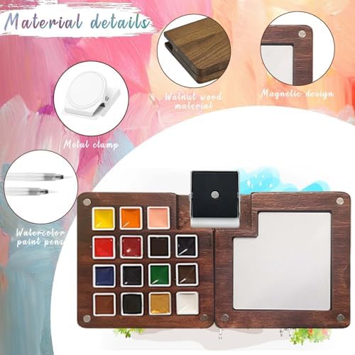 Travel Watercolor Paint Set - Pocket 15-Color Mini Kit with Sketch Pad - Image 2