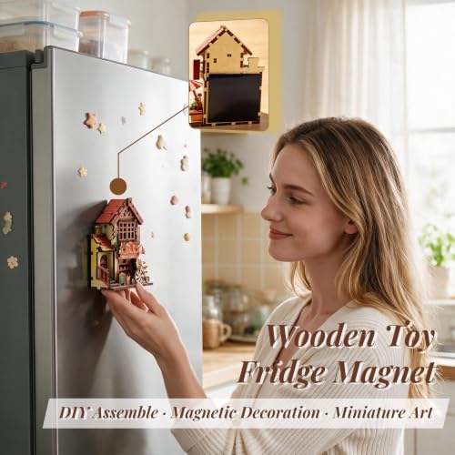 3D Wooden Bakery Shop Puzzle Miniature Building Model & Fridge Magnet - Image 4