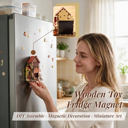 3D Wooden Bakery Shop Puzzle Miniature Building Model & Fridge Magnet - Image 4
