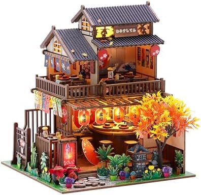DIY Miniature House Kit, Dollhouse Diorama with LED Lights - Sushi House by Soothee